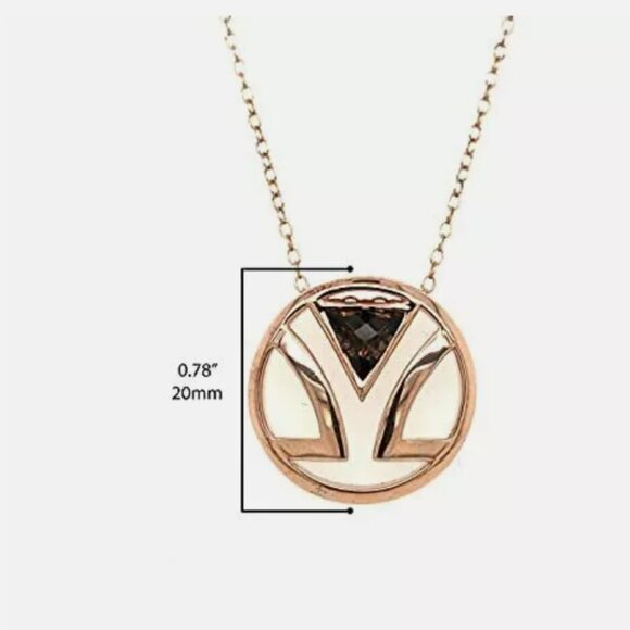 14k  gold plated  Silver Levian Chocolate Quartz Pendant Necklace - Picture 2 of 3